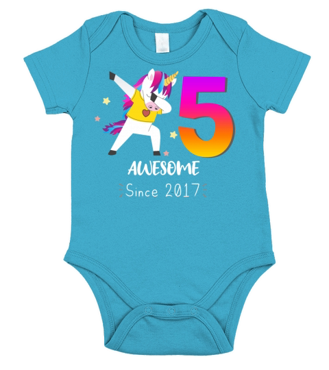 5 Years Old Unicorn Flossing Short Sleeve Baby One-Piece