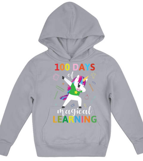 100th Day of School Unicorn Girls 100 Days of Scho Kids Hoodie