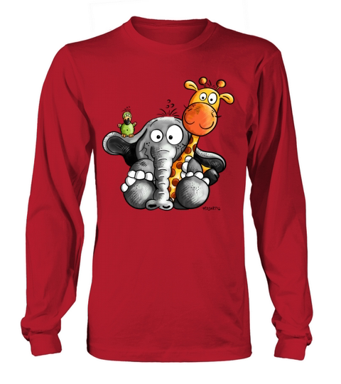 Cute Elephant Baby with Giraffe and bird - Gift Men's Long Sleeve