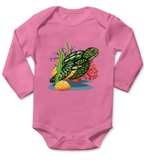 Sea Turtle Marine Ocean Wildlife Nature Animal Coral Reef Long Sleeve Baby One-Piece