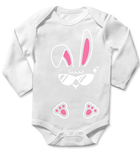 Easter Bunny Sunglasses Cool Easter Peeps Long Sleeve Baby One-Piece