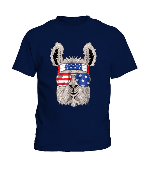 American Flag USA Patriotic Llama – July 4th – Alpaca shirt Kids T-Shirt