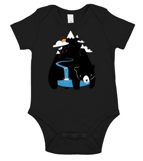 The Mountain Bear Illustrator Funny Animal Short Sleeve Baby One-Piece
