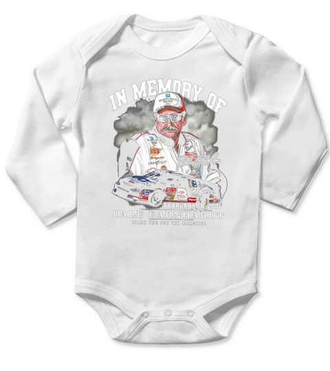 In memory february 18 2001 Dale Earnhardt thank you for the memories signature Long Sleeve Baby One-Piece