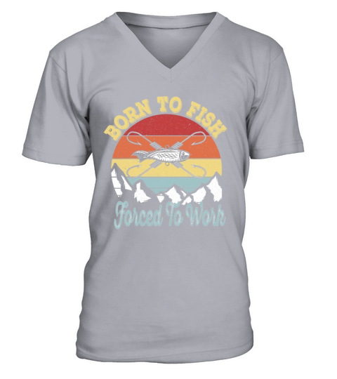 Born to fish Force To Work - Vintage Fisherman Men's V-Neck T-shirt