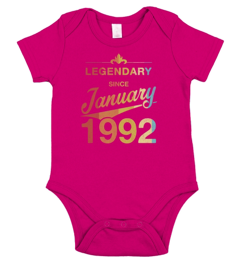 30th Birthday 30 Year Old Born January 1992 Gift Short Sleeve Baby One-Piece
