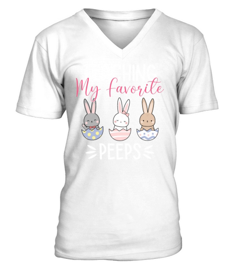 Teaching My Favorite Peeps Funny Easter Teacher V-Neck T-shirt