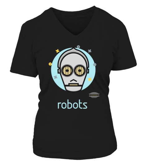 robot robots head space future nerd gamer coder pc Women's V-Neck T-shirt