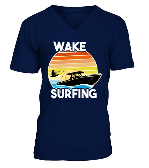 Retro Wake Surfing Gift Print Vintage Boat Lake Men's V-Neck T-shirt