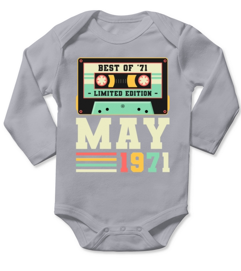 50th Birthday May Gift Vintage 1971 50 Years Long Sleeve Baby One-Piece