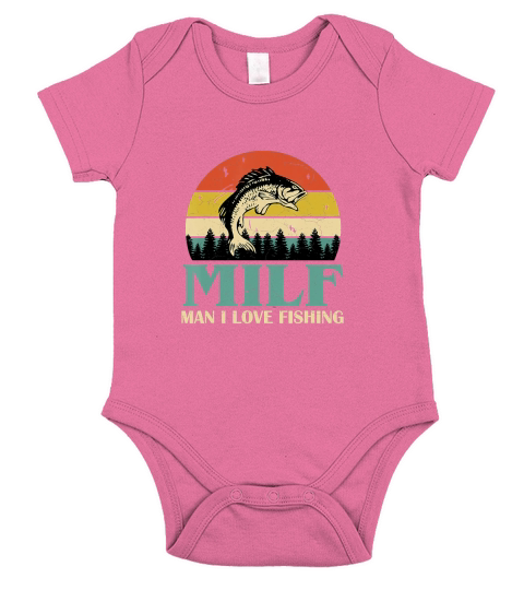 Milf Man I Love Fishing Vintage Short Sleeve Baby One-Piece