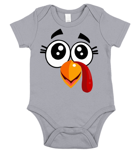 Thanksgiving Turkey Face Short Sleeve Baby One-Piece