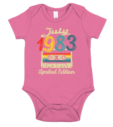 Vintage July 1983 Cassette Tape 38th Birthday Short Sleeve Baby One-Piece