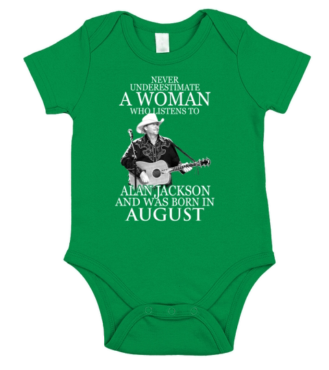 A Woman Who Listens To Alan Jackson And Was Born In August Short Sleeve Baby One-Piece