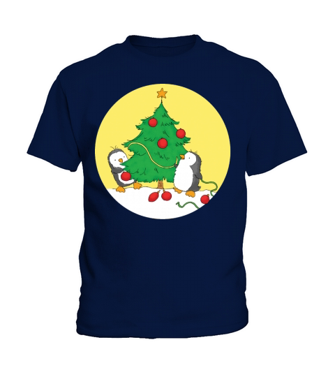 Penguins decorating Christmas Tree Kids T-Shirt