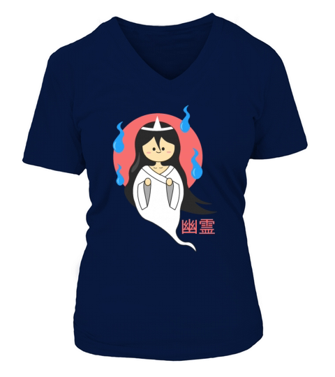 Cute Anime-style Japanese Ghost Trick-or-treats Women's V-Neck T-shirt