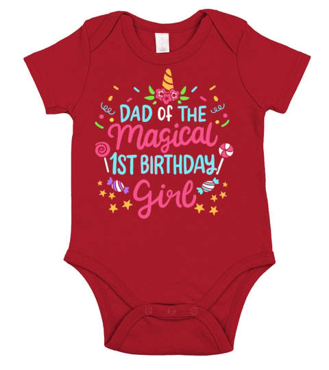 1st Birthday Dad Unicorn Short Sleeve Baby One-Piece