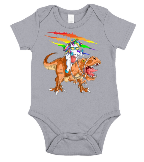 Unicorn Riding T Rex Short Sleeve Baby One-Piece