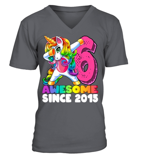 Awesome Since 2015 Dabbing Unicorn 6th Birthday Men's V-Neck T-shirt