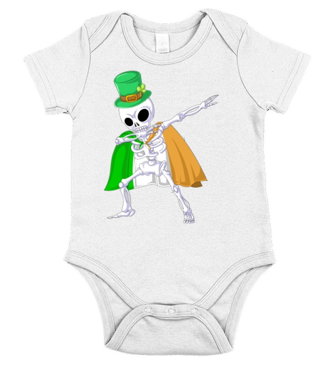 dabbing skeleton st patricks day Short Sleeve Baby One-Piece