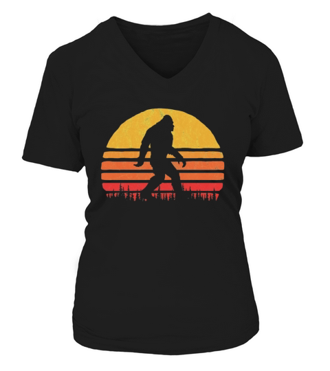 RETRO BIGFOOT SILHOUETTE SUN VINTAGE - BELIEVE V-neck T-Shirt Woman