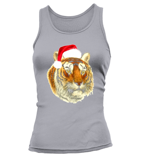 Tiger With Santa Hat Funny Christmas T-shirt Tank top Woman