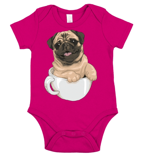 pug coffee Short Sleeve Baby One-Piece