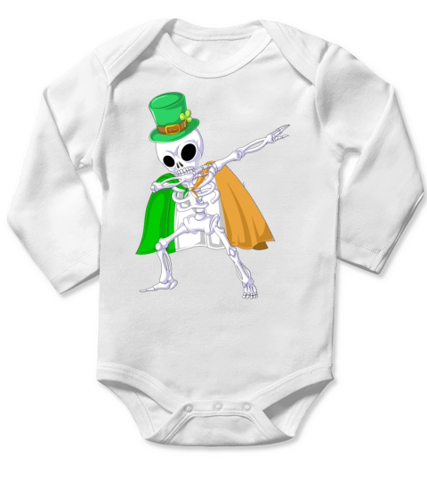 dabbing skeleton st patricks day Long Sleeve Baby One-Piece