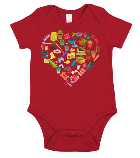 Gardening Love Garden Tools Heart Short Sleeve Baby One-Piece