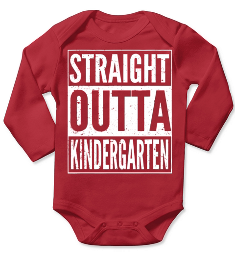 straight outta kindergarten trucker Long Sleeve Baby One-Piece