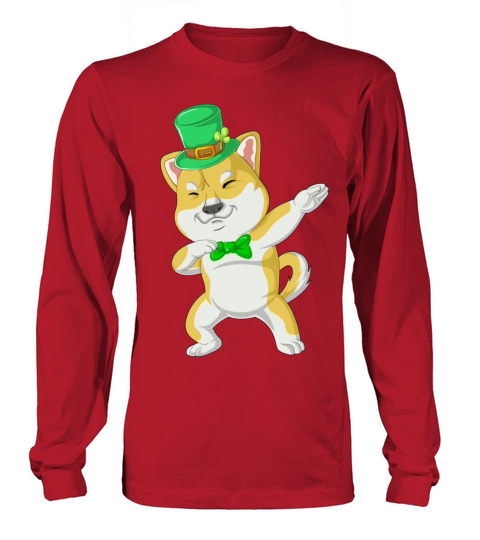 dabbing shiba inu st patricks day Men's Long Sleeve