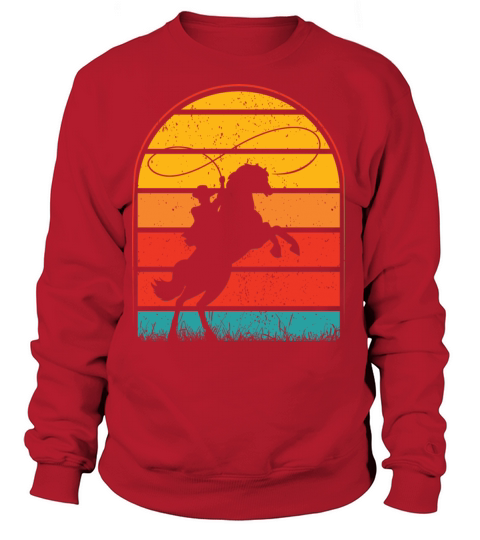 Colorful Retro Vintage Sunset Cowboy Horse Women's Sweatshirt