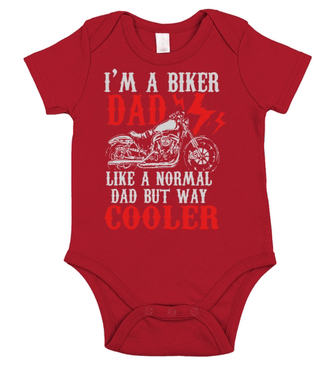 Mens Im a Biker Dad But Way Cooler Motorcycle Fathers Day Gift Short Sleeve Baby One-Piece
