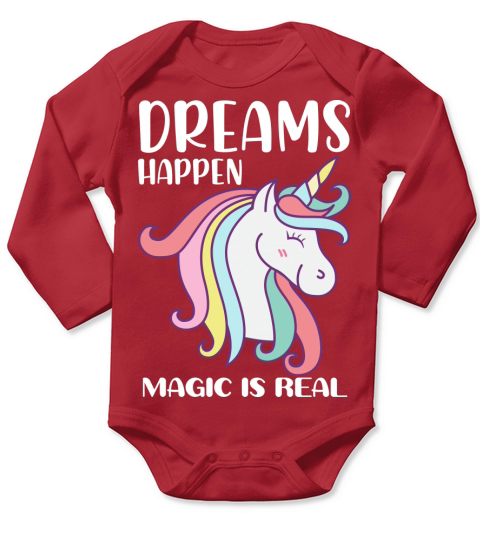 Unicorn Dreams happen magic is real Long Sleeve Baby One-Piece