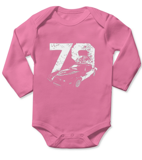1979 Trans Am Three Quarter View with Year Dark Color Long Sleeve Baby One-Piece