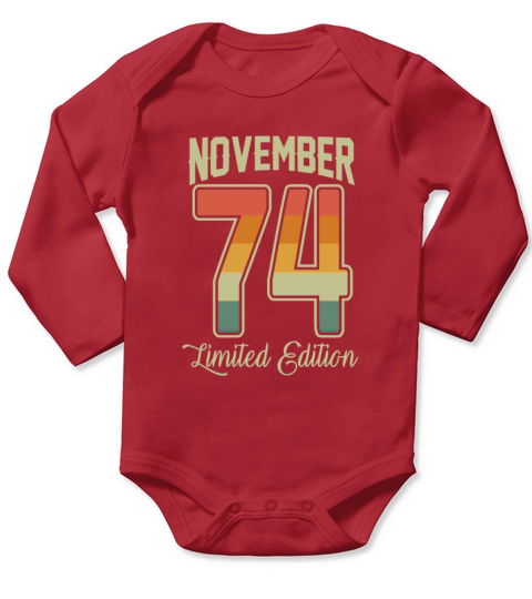 Vintage 45th Birthday November 1974 Sports Gift Long Sleeve Baby One-Piece