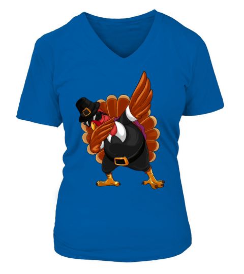 Thanksgiving Day Dabbing Turkey Pilgrim Boys Girls Women's V-Neck T-shirt