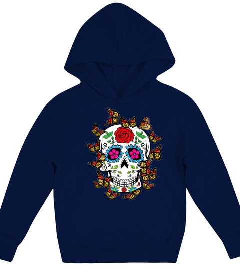 Original Dia De Los Muertos Costume Monarch Butterfly Halloween Kids Hoodie