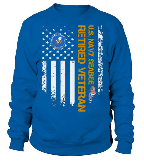 Vintage Usa American Flag Navy Seabee Proud Retire Women's Sweatshirt