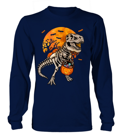 T-Rex Skeleton Pumpkin Halloween Women's Long Sleeve