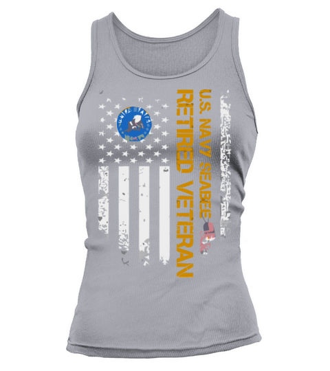 Vintage Usa American Flag Navy Seabee Proud Retire Women's Tank Top