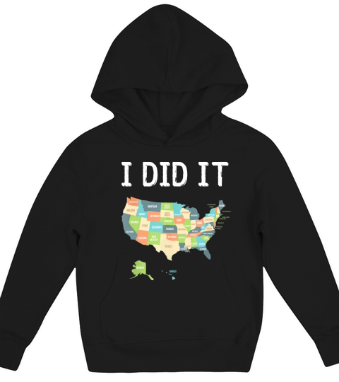 Visited all 50 states gift, USA map for travel Kids Hoodie