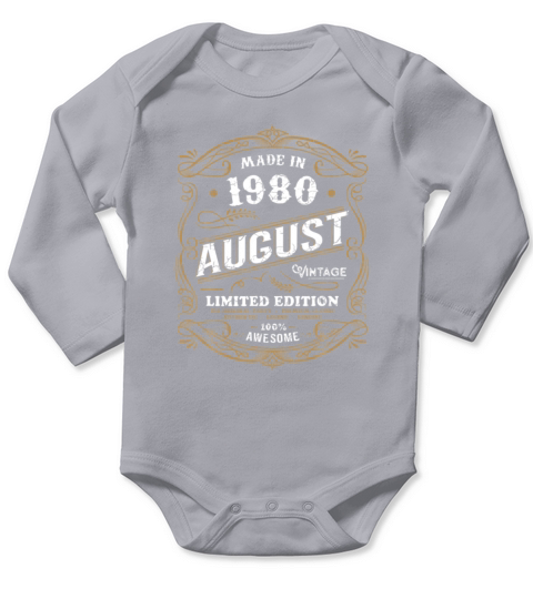 41st Birthday 1980 August Made Born Vintage Long Sleeve Baby One-Piece