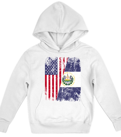 SALVADORAN ROOTS  Half American Flag EL SALVADOR Kids Hoodie