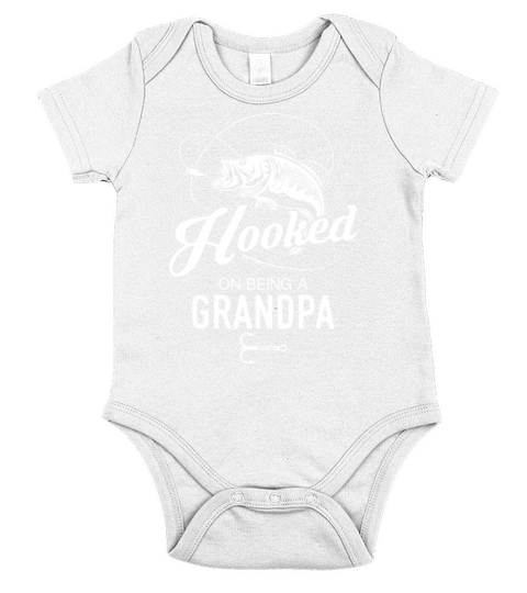 Hooked on being a Grandpa Men fishing Shirts T Shirt for Fisherman Short Sleeve Baby One-Piece