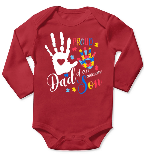 autism awareness proud dad of an awesomeson ribbon Long Sleeve Baby One-Piece