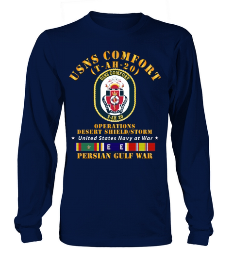 Navy USNS Comfort T AH 20 Gulf War w Ship Ribbons Women's Long Sleeve