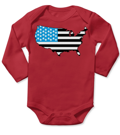 American Flag USA Shape Long Sleeve Baby One-Piece