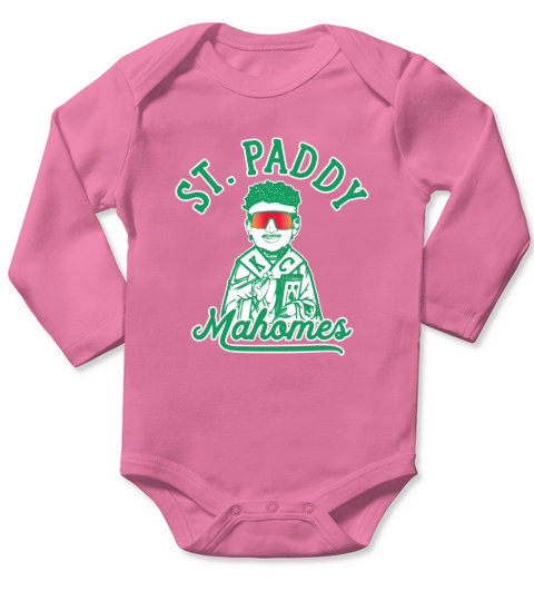 St Paddy Mahomies Patrick Mahomes Long Sleeve Baby One-Piece