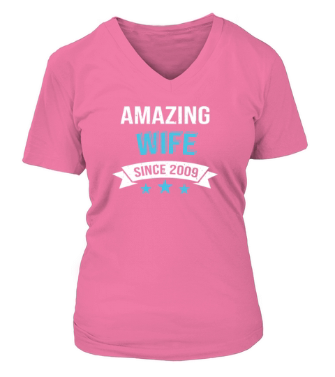 12th Wedding Anniversary Amazing Wife Since 2009 Women's V-Neck T-shirt